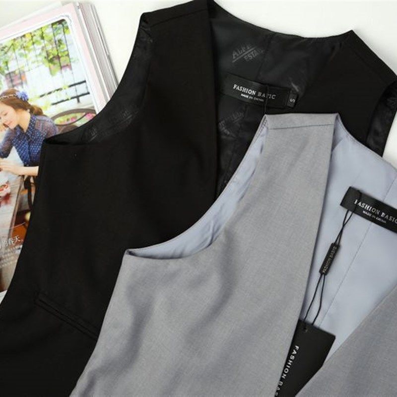 秋冬新款欧美职业短款时尚简约修身西装马甲女装大码黑色潮2021