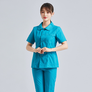 护士服分体套装短袖女湖蓝色家政月嫂急诊科牙科男医生长袖工作服
