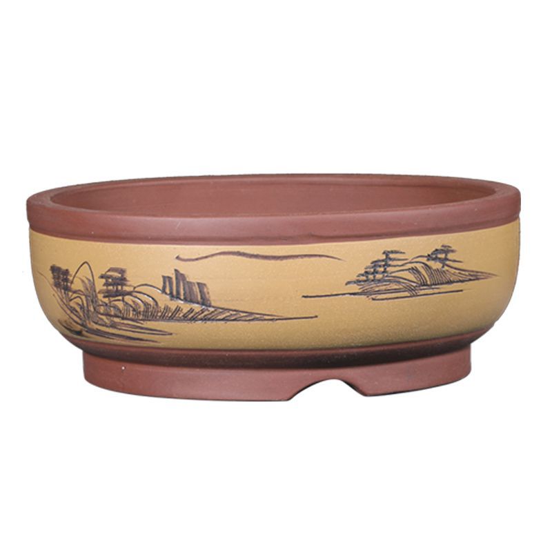 紫砂花盆特大造型圆形花盆树桩绿植花卉盆景盆种菜盆免邮