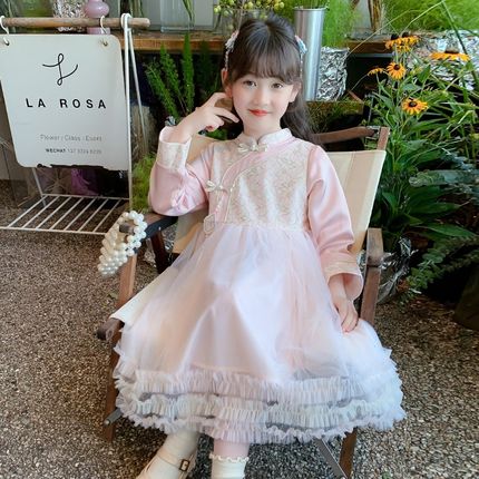 女童汉服连衣裙2024新款秋装儿童网红洋气国风公主裙秋季女孩裙子