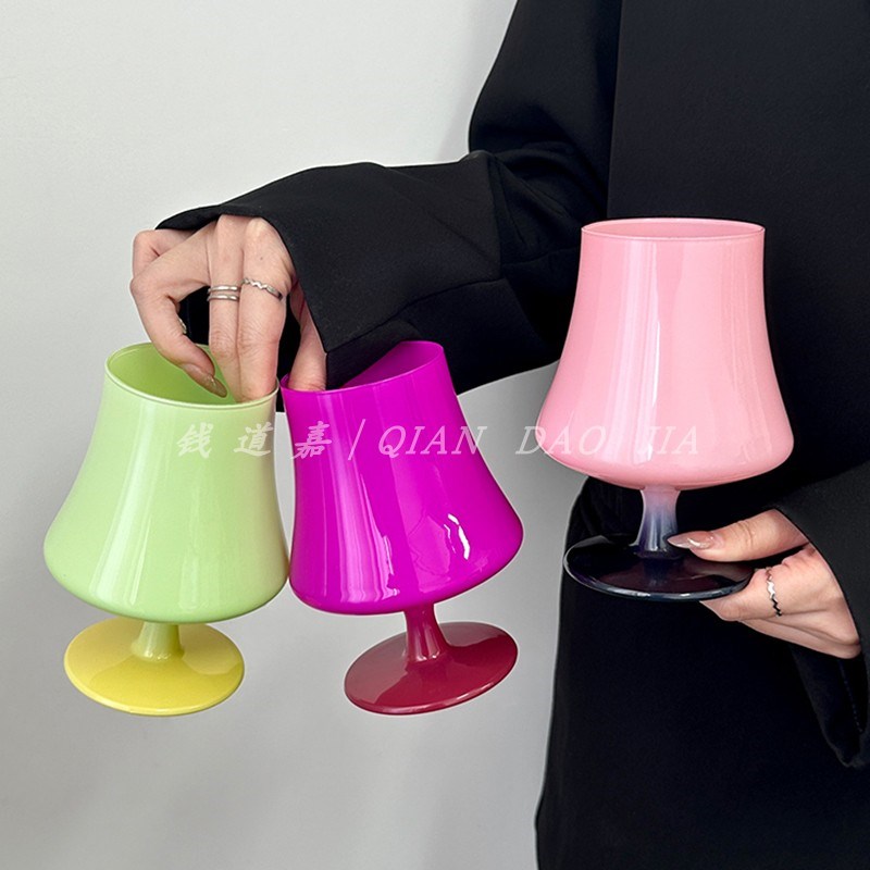 高级感中古风彩色蘑菇杯造型冰美式咖啡杯冷饮苏打气泡杯鸡尾酒杯