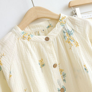 产后哺乳 女夏天薄款 纯棉纱布孕妇睡衣夏季 两件套怀孕期月子服套装