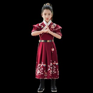 女童汉服夏季短袖古装女侠花木兰剑客锦衣卫飞鱼服儿童侠客演出服