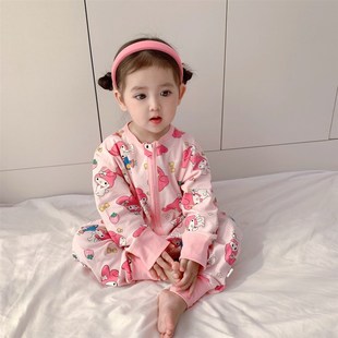 睡袋儿童春秋款纯棉宝宝连体睡衣分腿婴儿防踢被大童四季通用男宝