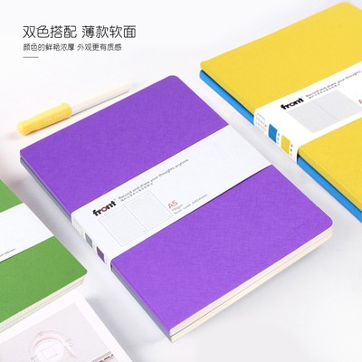 2本套装Front前通D36-A501笔记本A5薄款软面本子网格方格横线条记