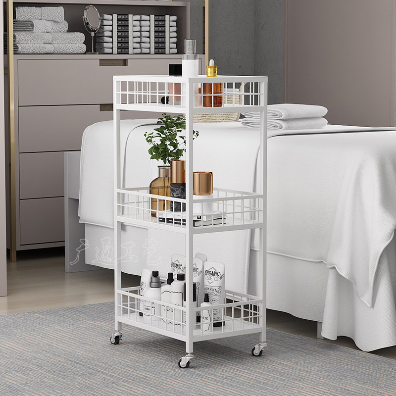 美容院小推车家用铁艺置物架三层理发店美甲工具车发廊移动收纳架