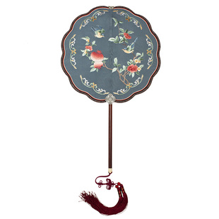 筛月苏州古风团扇手工苏绣女复古真丝宫扇中式结婚汉服双面绣扇子