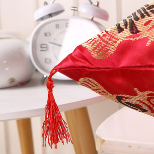 杭州丝绸织锦缎抱枕套 复古靠垫沙发靠枕汽车腰枕含芯 结婚庆中式