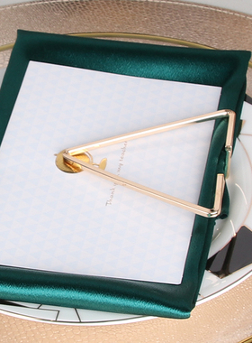 方形三角黄铜摆件餐扣样板房摆台餐巾扣酒店口布圈饰品装饰口布环