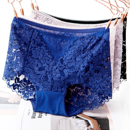 蕾丝内裤女高腰纯棉裆部透气无痕提臀收腹少女士无痕大码三角短裤