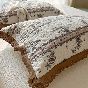 纯棉夹棉枕头套一对装加厚加大50x80全棉花边学生宿舍40x60枕芯套