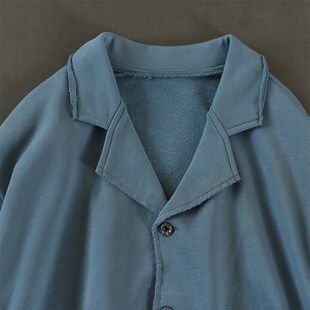 2024春秋新款 领撕边圈圈棉宽松休闲系扣纯棉卫衣外套女百搭 西装