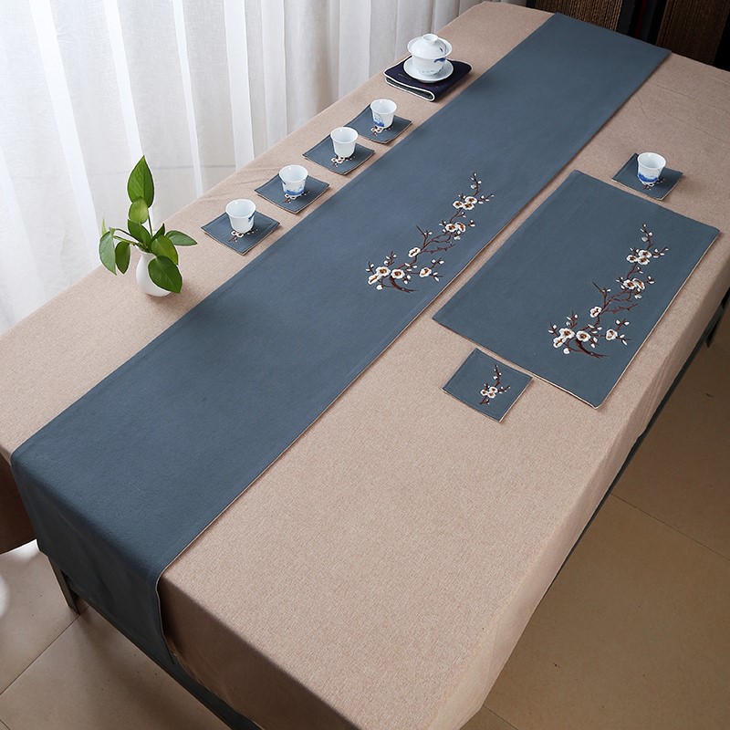 新中式桌旗禅意茶几布茶台布艺日式桌布长条茶席会议加长定0407m