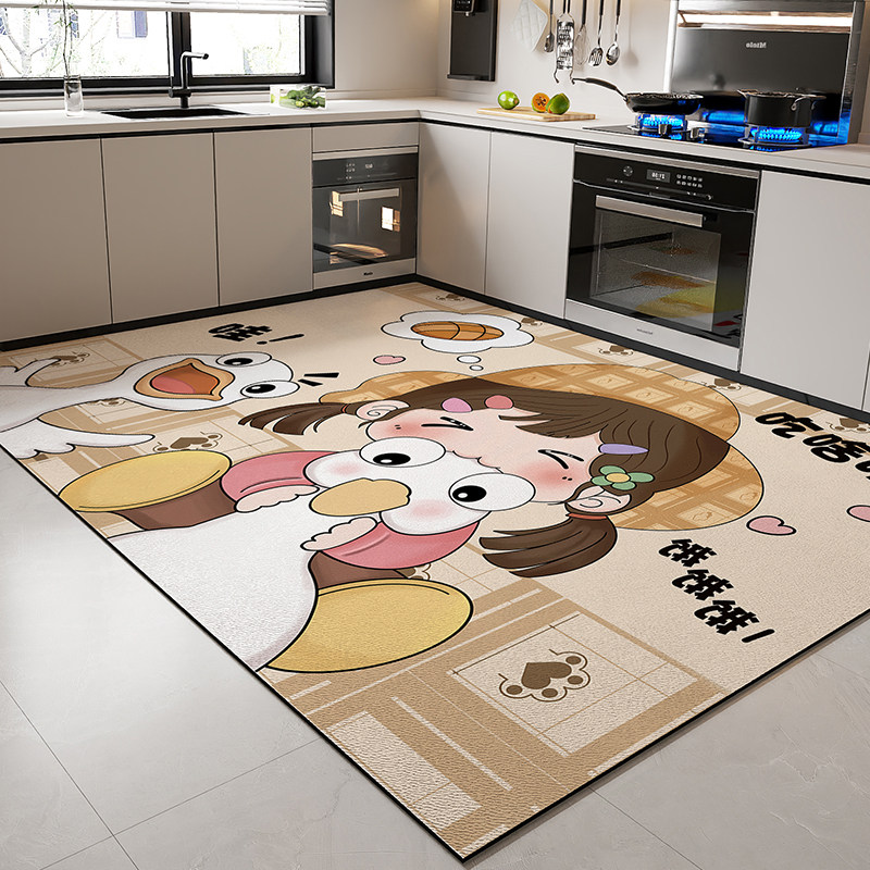 2023新款厨房门口地垫防油防水满铺专用脚垫防滑可擦免洗pvc地毯