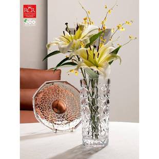 rcr意大利进口水晶玻璃花瓶玻璃透明水养插花鲜花水养富贵竹大号