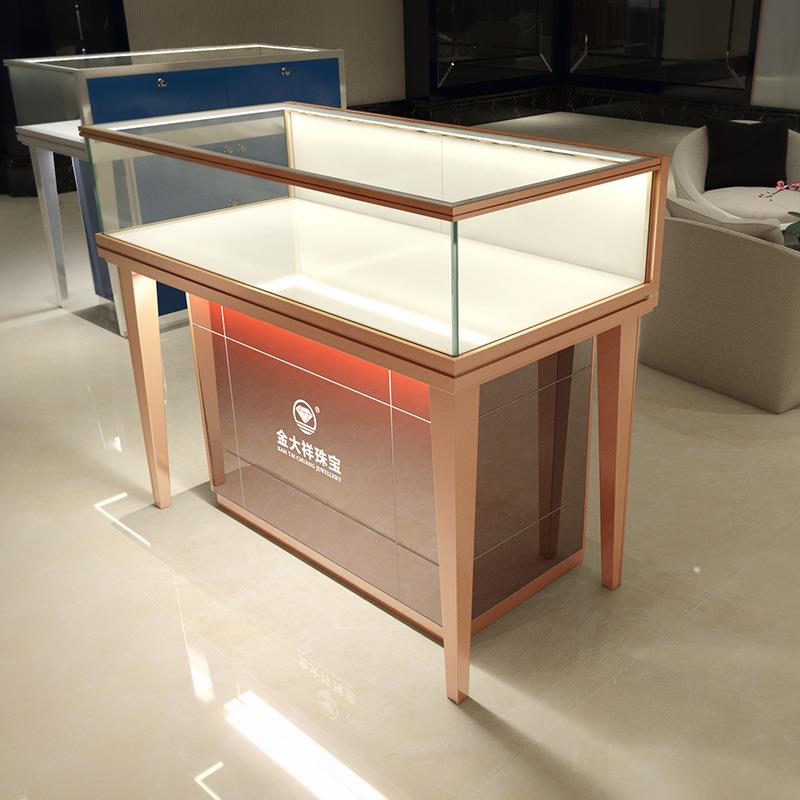 长期供应 钢化玻璃珠宝展示柜 黄金首饰柜台陈列柜多功能
