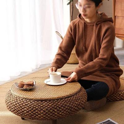 飘窗桌子小茶几迷你极简圆桌可收纳阳台客厅家用可移动榻榻米矮桌