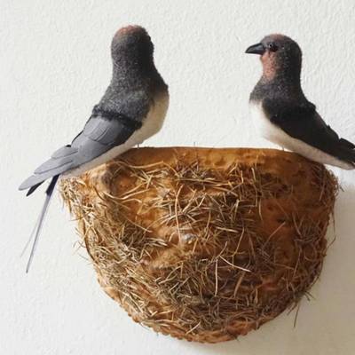 真燕子装饰墙面居美化遮挡燕窝人造燕巢F97S78T8壁挂饰品家小燕窝