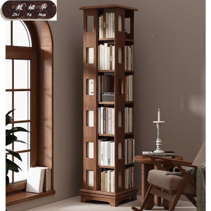 多功能儿童用家落书地架学生简约书现代书橱实木旋转MMT书架柜360