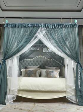 新88528款双层纱加宫地廷蚊帐密文加厚公主落三开门帐家用夏季欧