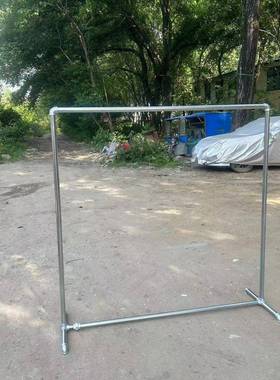 服装架展PJQ示架管店地摊落地晒被置地衣挂服单杆镀锌管服装水晾