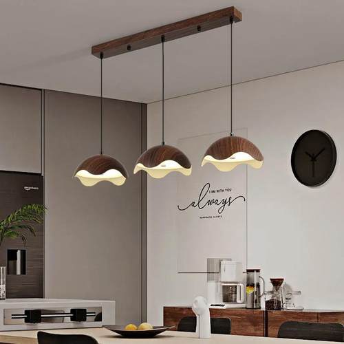 餐厅灯复古胡桃木纹中古三风中式禅意茶室吧吊灯840台头饭新厅餐