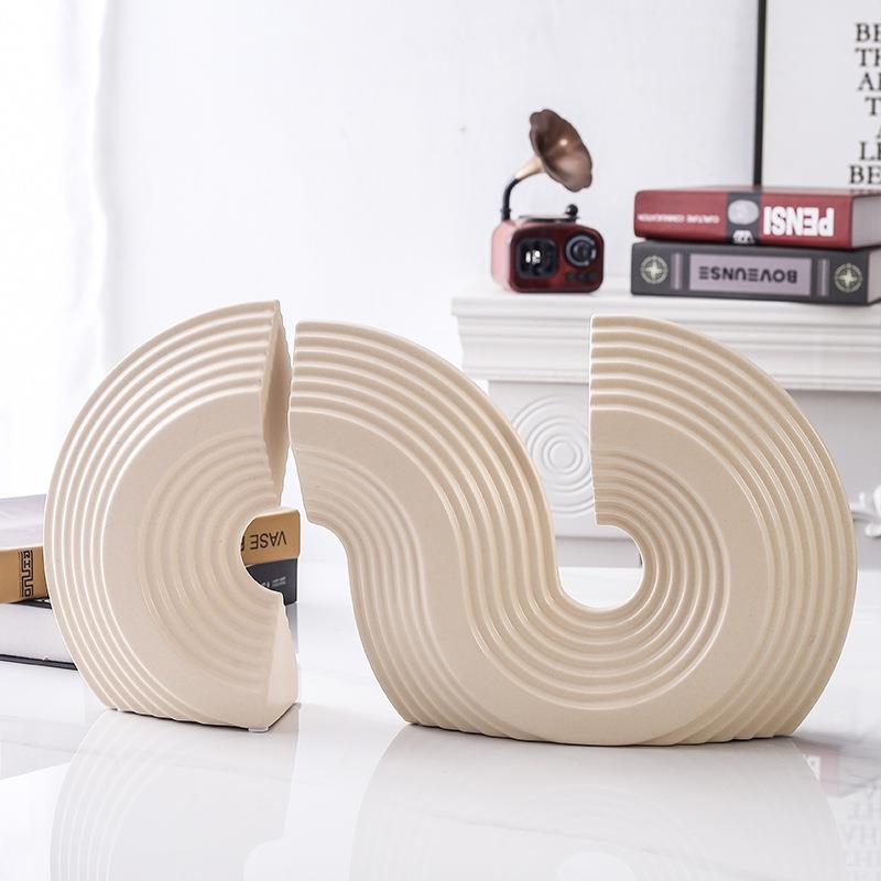 北风格创陶瓷工艺摆件现代设几何WHJ建筑计造型摆件酒意店软装欧