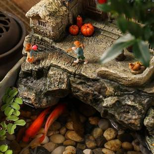 桌面微观小鱼缸水摆件环循水客厅办公室装 流饰开业F968MH95乔迁新