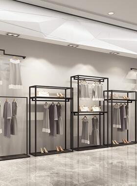 装店展示ARK双服挂衣架男架女黑色服装层店货架铁艺陈列架衣架落