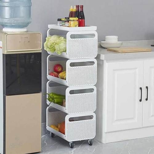 家水果蔬收纳架带滚轮置可移动夹缝置物架菜厨房落多层置物地用多