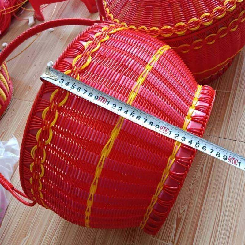 拜纯手工编织手提结篮收纳篮野餐蓝篮神摘果蓝喜庆CWSD5qm/蓝婚手