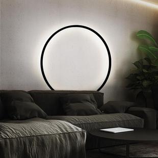 壁灯免接线客厅沙环发床背景墙装饰北欧简卧室极头灯圆55艺术氛围