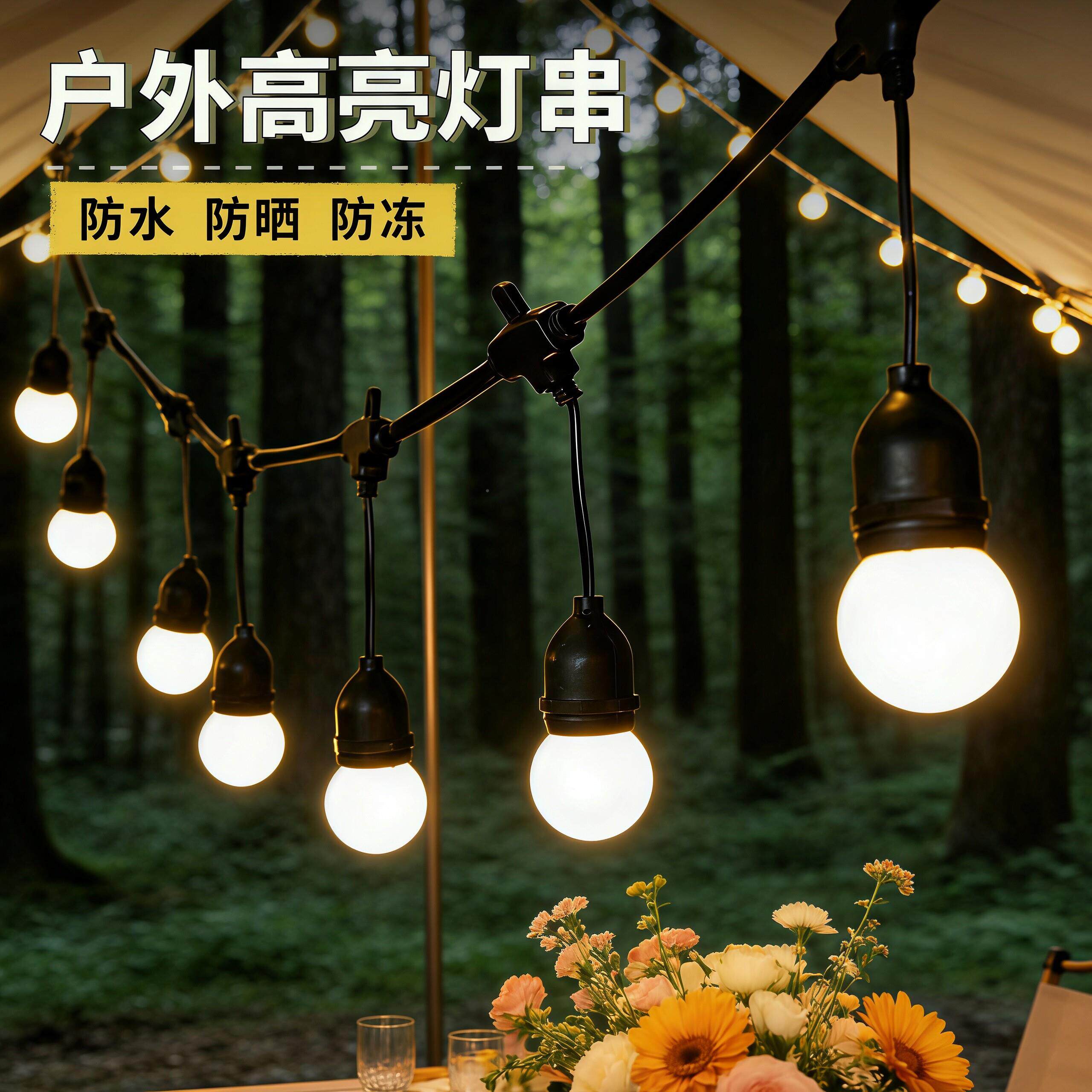 挂户外高亮灯防水灯泡串露营院灯装饰灯OJP庭阳台节日氛围灯灯吊