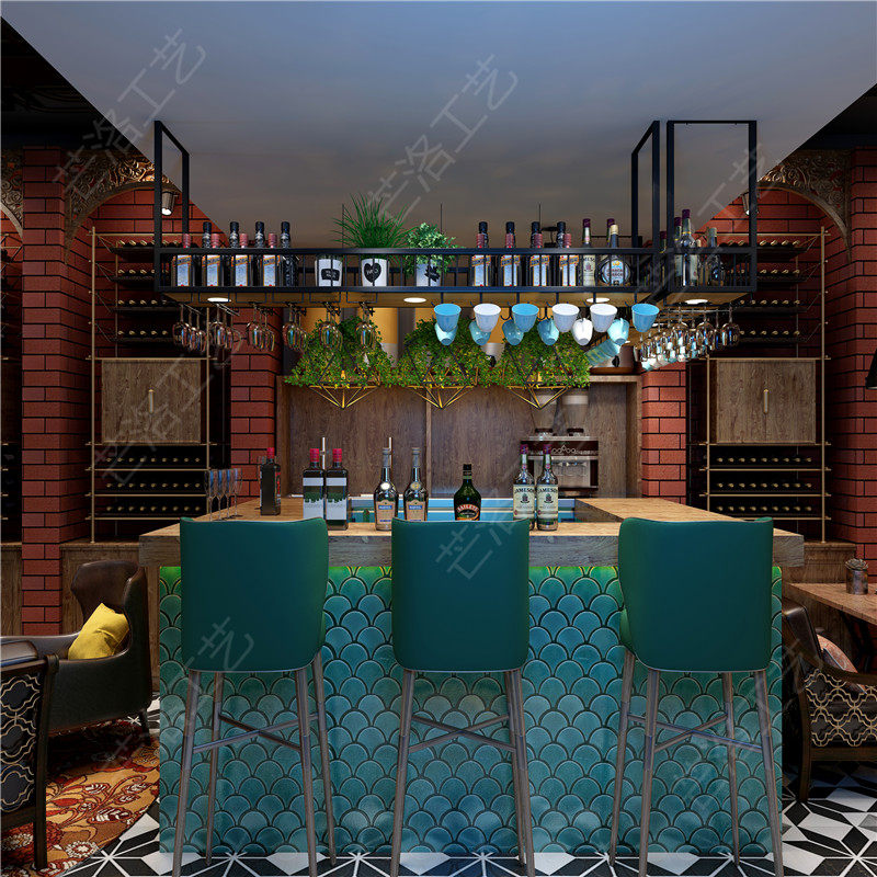 吧台铁艺装饰吊架家用实木吊顶吊柜倒挂高脚杯架酒吧悬挂酒架酒柜