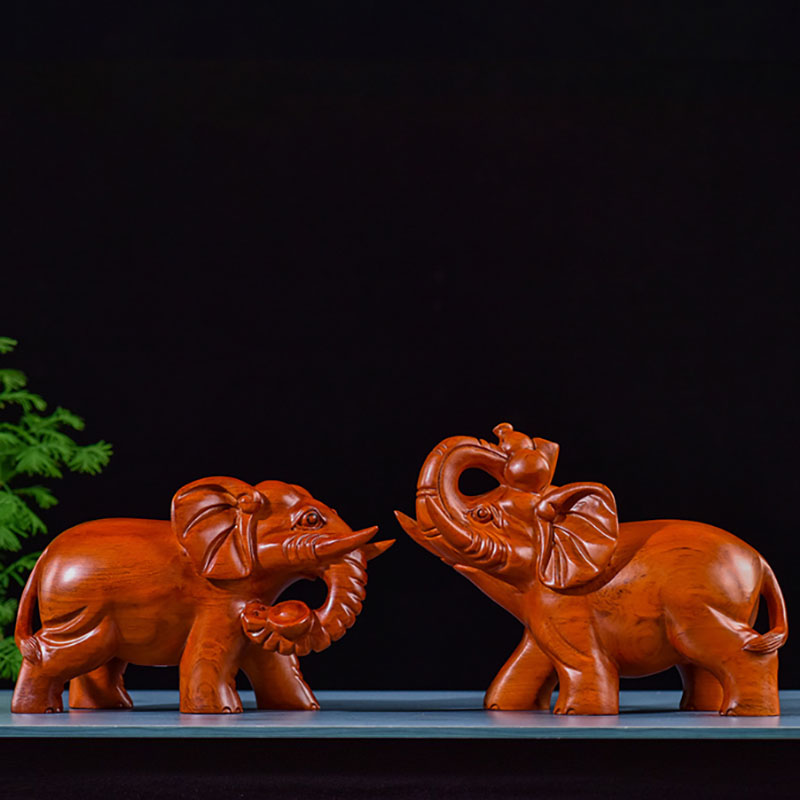 实木大象摆件一对动物客厅装饰品乔迁新居办公室饰品开业礼品
