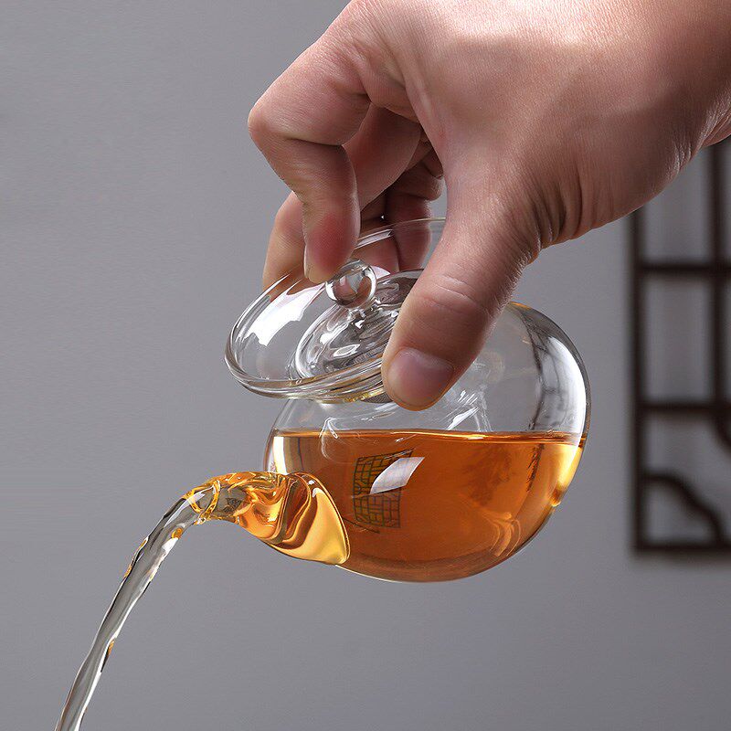 一园茶具手工吹制耐热玻璃陆羽茶海分茶器茶滤一体带盖滤网公道杯