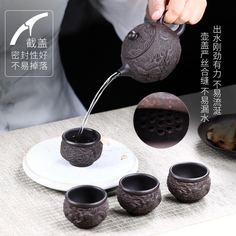 宜兴紫砂壶名家纯全手工单壶原矿黑金砂高端泡茶壶茶具套装西施壶