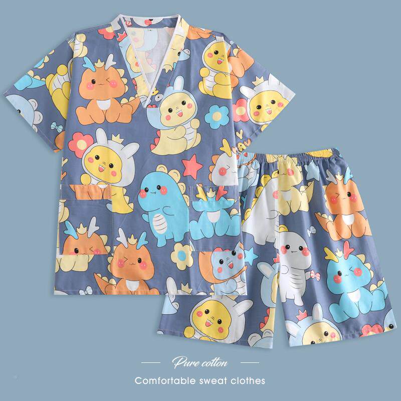 2025新款汗蒸服女纯棉情侣家居服桑拿亲子儿卡童通爱可2407洗浴服