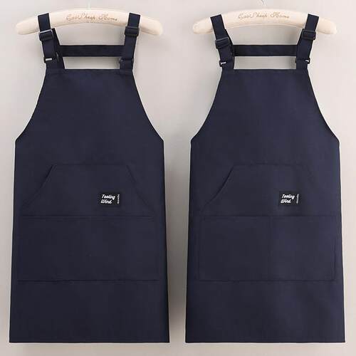 新款帆布多口袋围裙厨房家用防污耐磨餐饮做饭工作服男女短款围腰