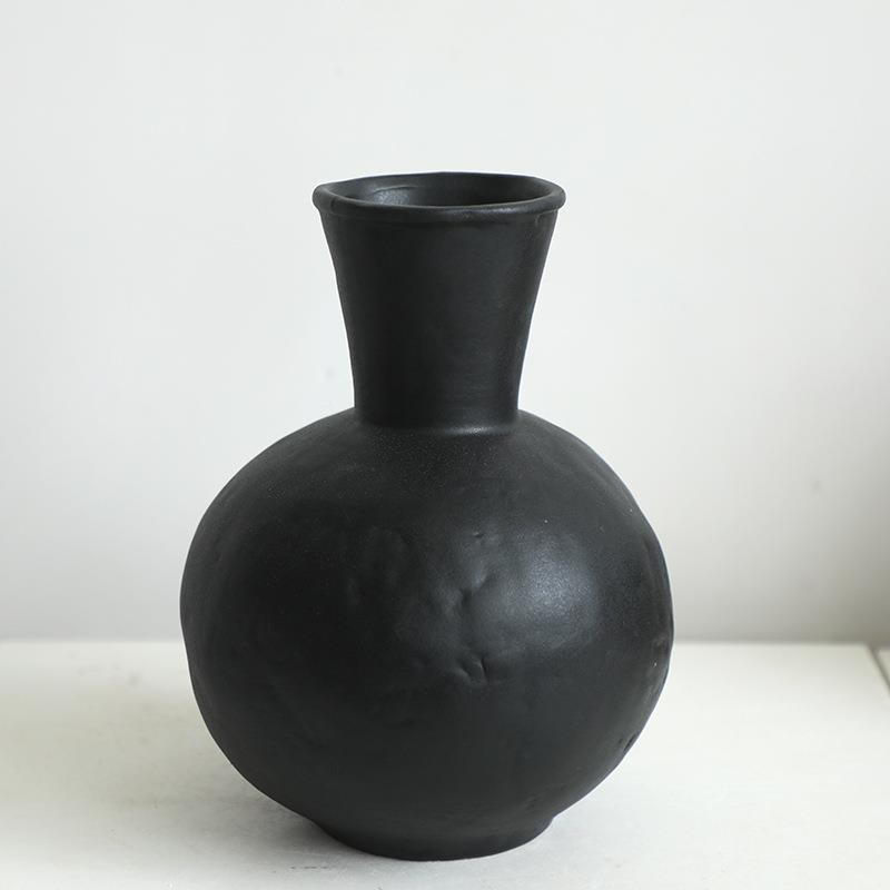 现代极简陶瓷花瓶摆件轻法式装饰厅客CID水培插干粗花小陶器民花