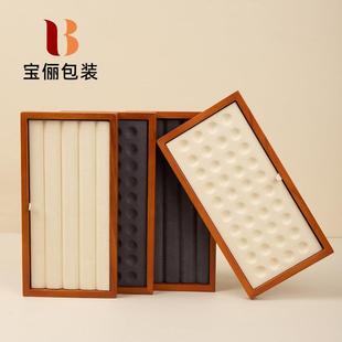 钻实木首饰盘玩佛收纳盘高级文玉器裸圆CVD珠子珠柜台展示盘木质