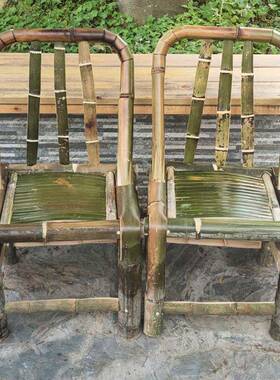 0A竹椅子靠LLE背老家用椅藤椅单人编竹织子手工小椅休闲椅式传统