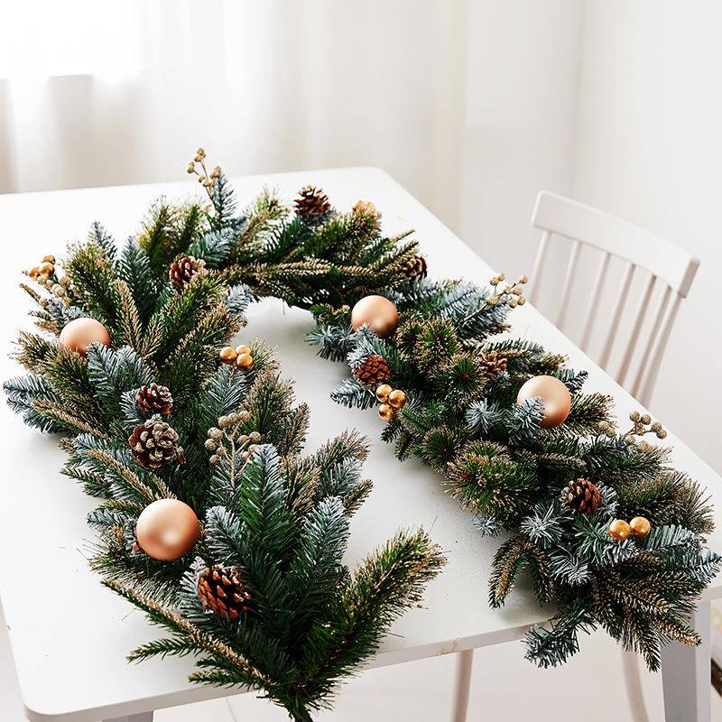 圣节装饰场景布花置圣诞环藤条门诞挂墙挂607橱窗玻门璃上氛围感