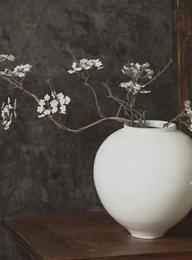 手工拉胚陶花瓶创意复古禅意白色瓶宿瓷酒店插花花民花器LM摆件工