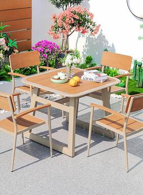 外GSU桌户室外简约休闲防水防腐椅景区阳台桌木椅工程塑广场庭院