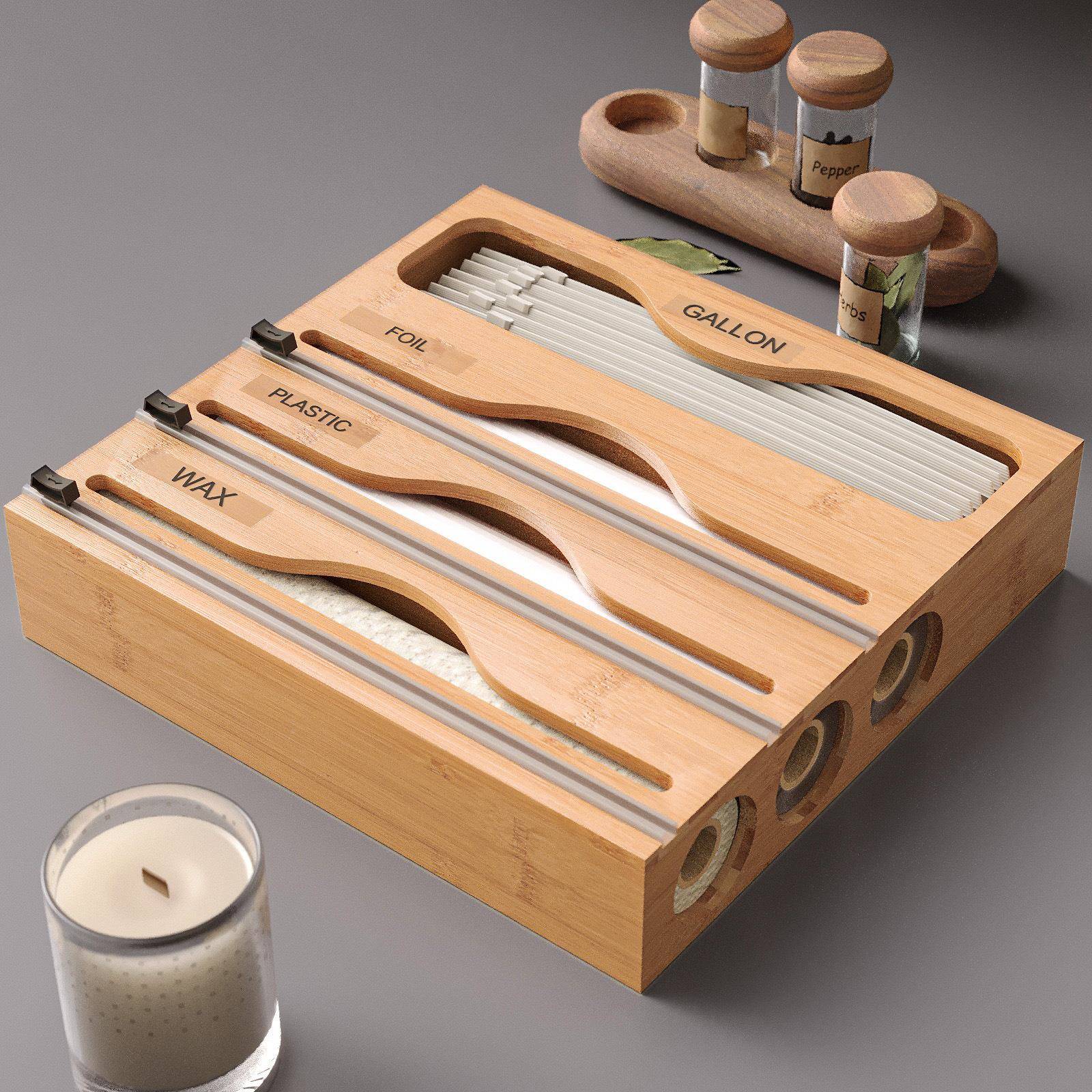 多功厨房家大号保能鲜袋收纳盒用抽取壁挂大容量切割器01竹保鲜膜