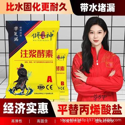 双组份注浆酵素水固化丙烯酸材盐反渗防透水漏浆防水涂料注液灌浆