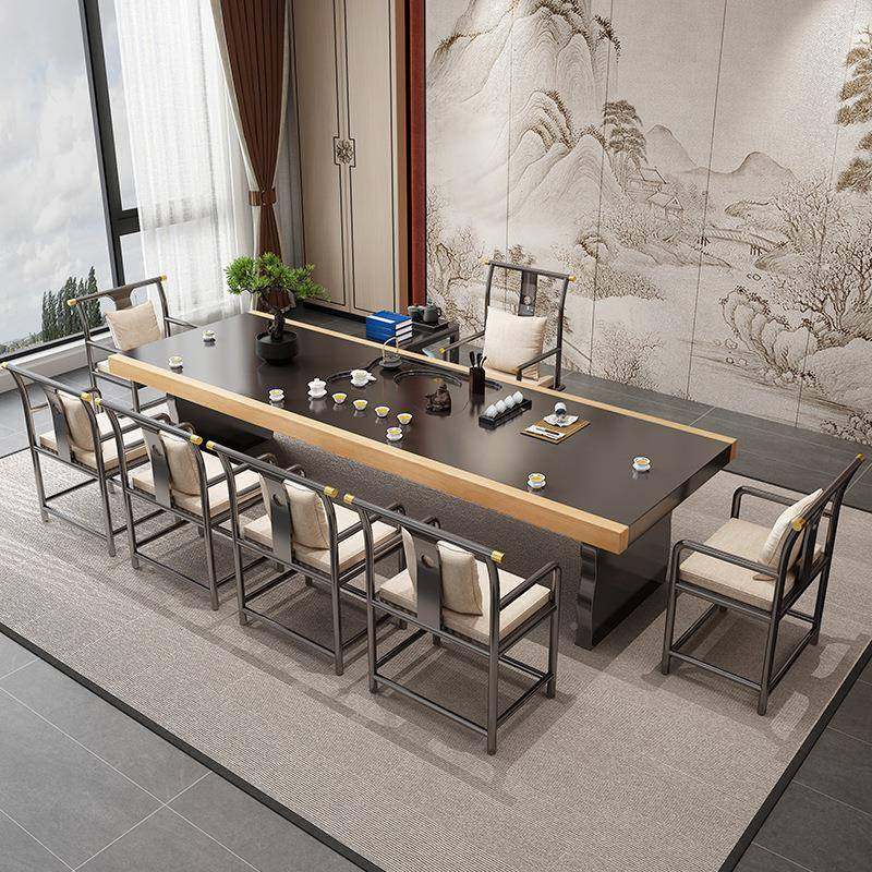 实木大板茶桌椅组合办公室茶桌新DMH中式意茶台带茶禅一体泡茶盘