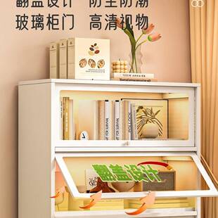 钢制书柜玻璃儿童书架家用客厅储物柜防尘展艺带示ZOL柜门子铁置