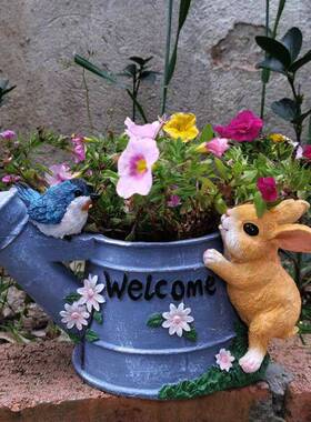 可爱子水壶庭小鸟花盆多物肉花器植盆栽PQV户兔外阳台花园院装饰